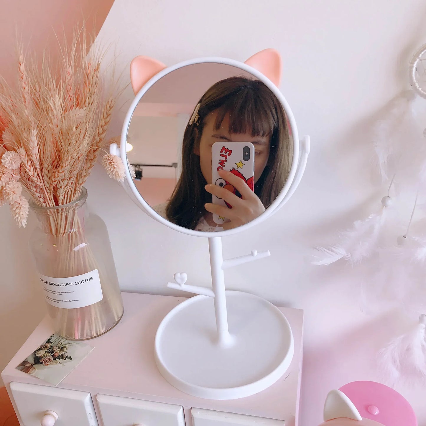 Ins Net Red Mirror Folding Desktop Makeup Mirror Student Dormitory Desktop Storage Beauty Portable Beauty Makeup Mirror