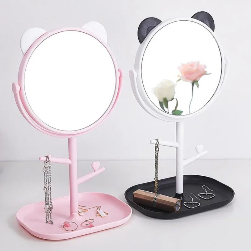 Ins Net Red Mirror Folding Desktop Makeup Mirror Student Dormitory Desktop Storage Beauty Portable Beauty Makeup Mirror