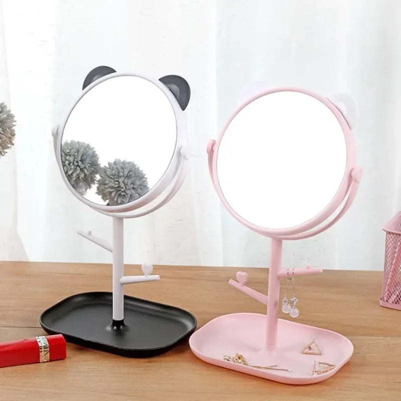 Ins Net Red Mirror Folding Desktop Makeup Mirror Student Dormitory Desktop Storage Beauty Portable Beauty Makeup Mirror