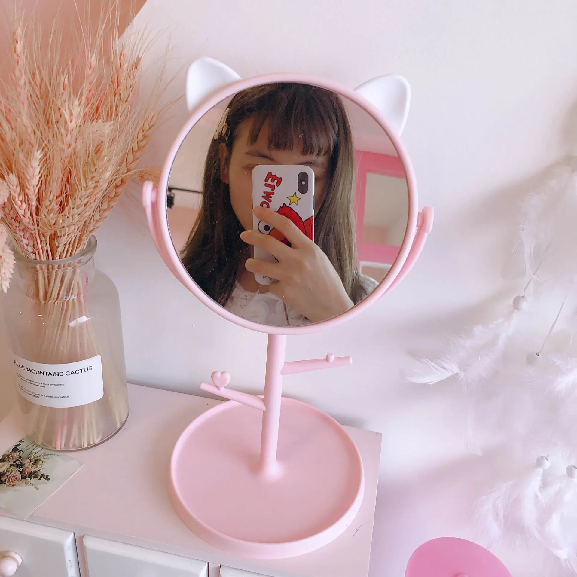 Ins Net Red Mirror Folding Desktop Makeup Mirror Student Dormitory Desktop Storage Beauty Portable Beauty Makeup Mirror