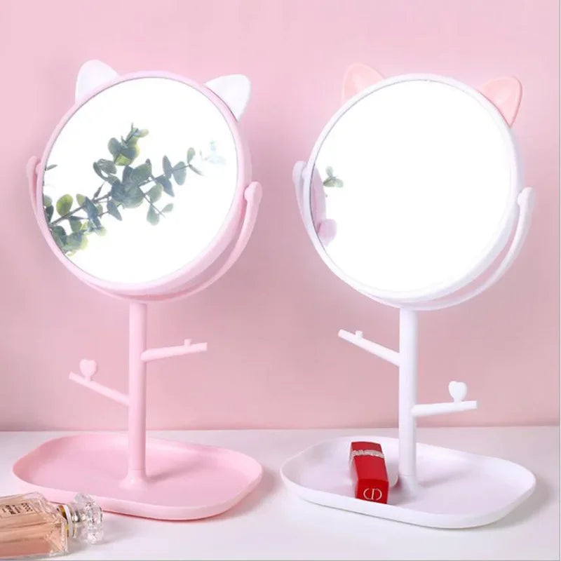 Ins Net Red Mirror Folding Desktop Makeup Mirror Student Dormitory Desktop Storage Beauty Portable Beauty Makeup Mirror